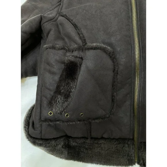 Women's Suede Presidio Hot Chocolate Fur Lined Jacket B by Burton S - Picture 8 of 10